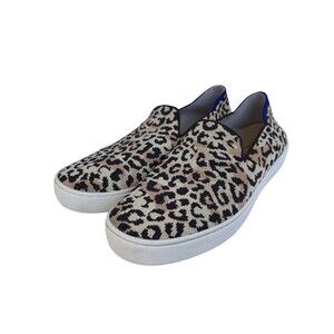 Rothy's The Original Slip On Sneaker Desert Cat Leopard Shoes Flats Sz 9.5